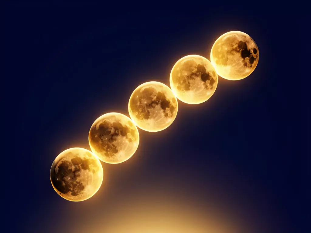 A 3D rendering of seven glowing planetary spheres aligned in an ascending arc representing a rare astrological event.